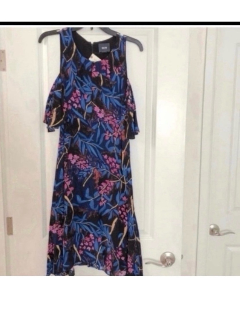 ANTHROPOLOGIE Maeve Floral Print Cold Shoulder Mini Dress Size 2 - Picture 2 of 5